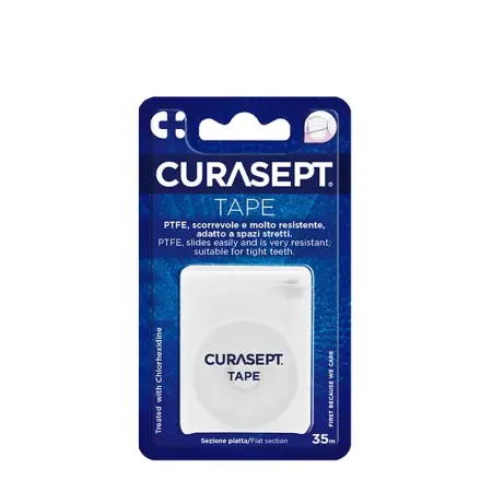 CURASEPT Нить зубная вощеная плоская CHX 0,2% / CURASEPT PTFE TAPE 35 м - 1