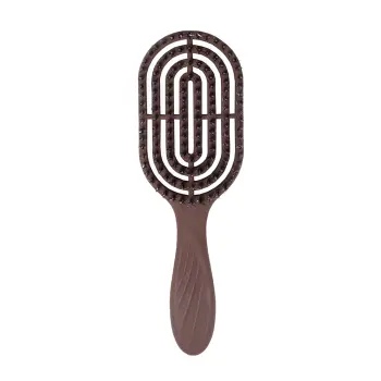 Расческа массажная для волос с натуральной щетиной, коричневая / Hair Brush with natural boar bristle Brown