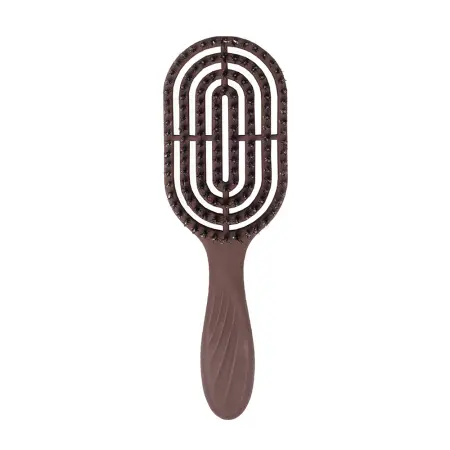 SOLOMEYA Расческа массажная для волос с натуральной щетиной, коричневая / Hair Brush with natural boar bristle Brown - 1