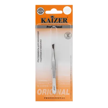 KAIZER Пинцет для бровей, скошенный, серебро - 2