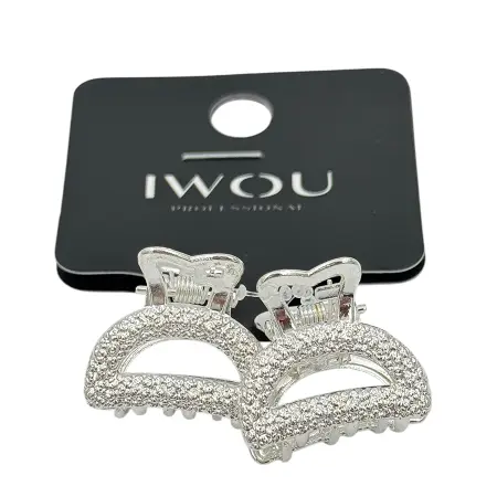 IWOU PROFESSIONAL Краб для волос малый Луна в серебре 2,5*2см 2шт - 2