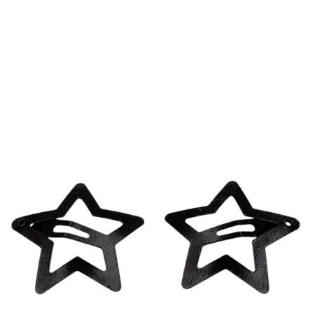 IWOU PROFESSIONAL Заколка клик-клак Звездочки черные 3*3см 2 шт - 1