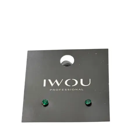 IWOU PROFESSIONAL Серьги гвоздики IWOU глубокий изумруд 4мм - 1