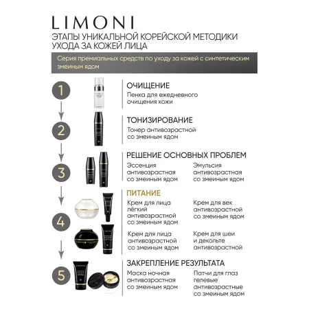 LIMONI Крем антивозрастной легкий со змеиным ядом для лица / Premium Syn-Ake Anti-Wrinkle Cream Light 50 мл - 4