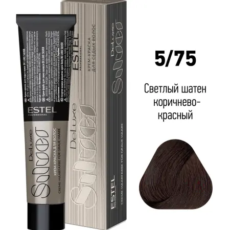 ESTEL PROFESSIONAL 5/75 краска для волос, светлый шатен коричнево-красный / DE LUXE SILVER 60 мл - 2