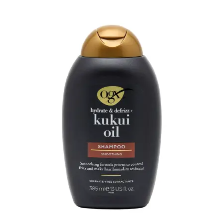 OGX Шампунь для увлажнения и гладкости волос с маслом ореха кукуи / Hydrate+Defrizz Kukui Oil Shampoo 385 мл - 1