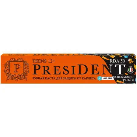 PRESIDENT Паста зубная детская 12+ с фтором (50 RDA) / President Fresh tropic 70 гр - 2