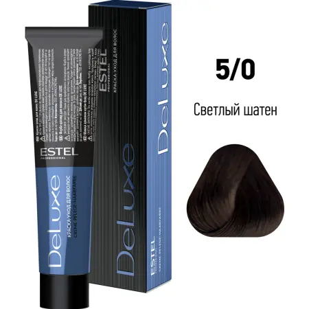 ESTEL PROFESSIONAL 5/0 краска для волос, светлый шатен / DE LUXE 60 мл - 2