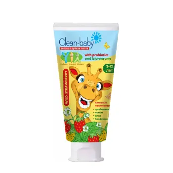 Паста зубная детская со фтором от 3 до 12 лет со вкусом лесной земляники / Clean-baby Wild Strawberry 50 мл