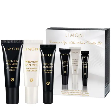 LIMONI Набор для лица (крем 25 мл, крем для век 15 мл, крем легкий 25 мл) / Premium Syn-Ake Anti-Wrinkle Care Set - 2