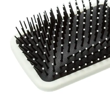 DEWAL BEAUTY Щетка массажная Прованс с пластиковым штифтом, квадратная, кремовая 13 рядов - 4