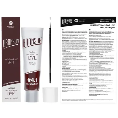 BRONSUN Краска для ресниц и бровей, медный каштан / BRONSUN #4.1, 15 мл - 3