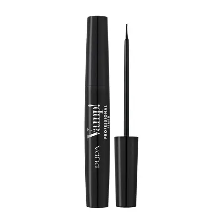 PUPA Подводка водостойкая с ультратонкой кистью для глаз, 100 черный / VAMP! PROFESSIONAL LINER 4,5 мл - 1