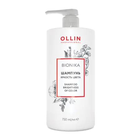 OLLIN PROFESSIONAL Шампунь для окрашенных волос Яркость цвета / BioNika 750 мл - 1