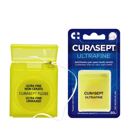 CURASEPT Нить зубная невощеная ультратонкая CHX 0,2%, со вкусом мяты / CURASEPT ULTRAFINE 50 м - 2
