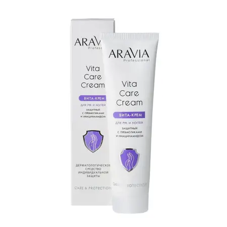 ARAVIA Professional Вита-крем для рук и ногтей защитный с пребиотиками и ниацинамидом / Vita Care Cream 100 мл - 2