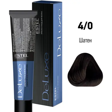 ESTEL PROFESSIONAL 4/0 краска для волос, шатен / DE LUXE 60 мл - 2