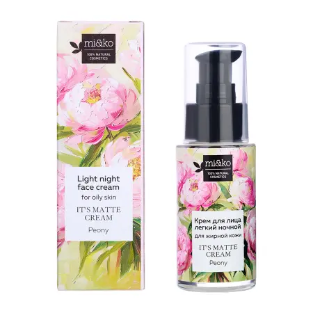 MI&KO Крем легкий ночной для регулирования выработки кожного сала / It`s matte cream Peony 30 мл - 2