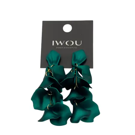 IWOU PROFESSIONAL Серьги Танцующие лепестки изумруд - 1