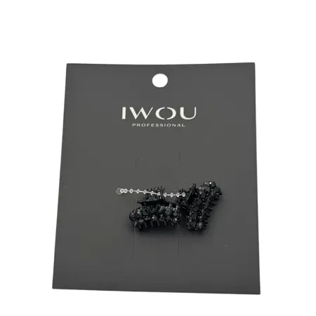 IWOU PROFESSIONAL Набор крабов для волос мини Стразы в черном 2шт - 1