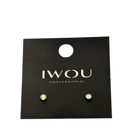 IWOU PROFESSIONAL Серьги гвоздики IWOU голография 4мм - 2