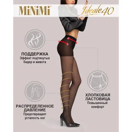 MINIMI Колготки Nero 4 (L), утяжка по ноге / IDEALE 40 - 5