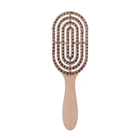 SOLOMEYA Расческа массажная для волос с натуральной щетиной, бежевая / Hair Brush with natural boar bristle Beige - 1