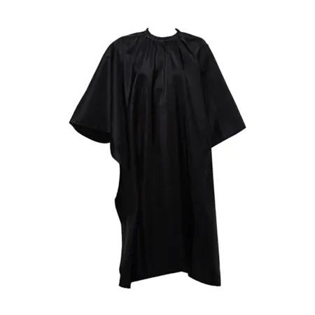 DEWAL PROFESSIONAL Пеньюар для стрижки Глянец, полиэстер, на крючках, черный 128х146 см - 1