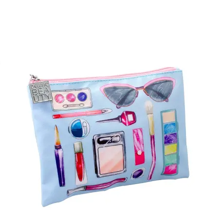 DEWAL BEAUTY Косметичка Модница, голубая 22,5 х 17 х 1 см - 2