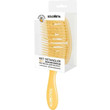 SOLOMEYA Расческа для сухих и влажных волос с ароматом манго MZ005 / Wet Detangler Brush Rectangular Mango - 2