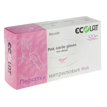 Перчатки нитриловые, розовые, размер S / Pink EcoLat 100 шт