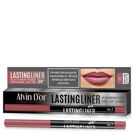 ALVIN D OR Карандаш гелевый водостойкий для губ, тон 07 розовый нюд / LASTINGLINER 0,29 гр - 2
