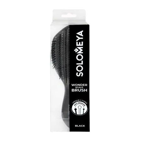 SOLOMEYA Расческа многофункциональная для распутывания, массажа и мытья кожи головы, черный градиент / Wonder scalp brush, Black gradient - 2