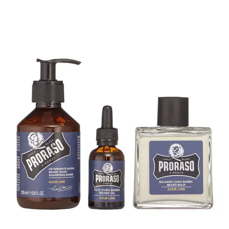 PRORASO Набор для ухода за бородой (шампунь 200 мл, масло 30 мл, бальзам 100 мл) AZUR LIME - 3