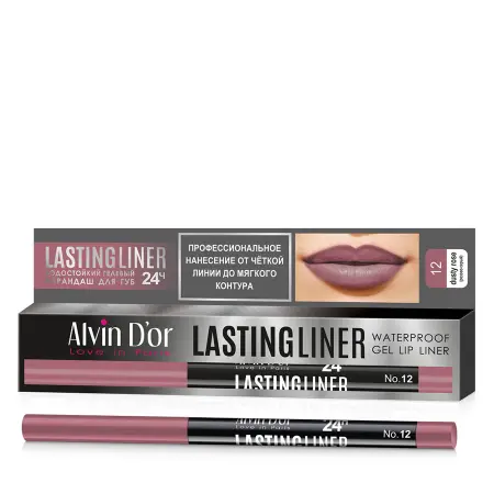 ALVIN D OR Карандаш гелевый водостойкий для губ, тон 12 розово-серый / LASTINGLINER 0,29 гр - 2