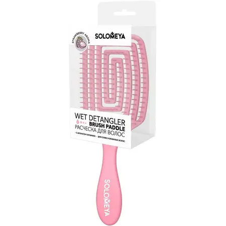 SOLOMEYA Расческа для сухих и влажных волос с ароматом клубники MZ / Wet Detangler Brush Paddle Strawberry - 2