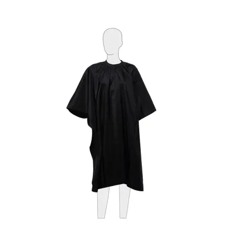 DEWAL PROFESSIONAL Пеньюар для стрижки Глянец, полиэстер, на крючках, черный 128х146 см - 2