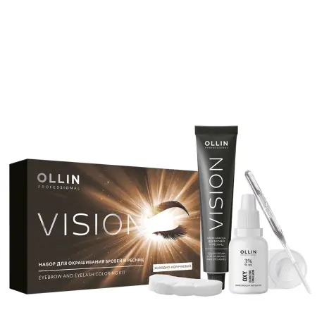 OLLIN PROFESSIONAL Набор для окрашивания бровей и ресниц, холодно-коричневый / Ollin Vision 20 мл - 2