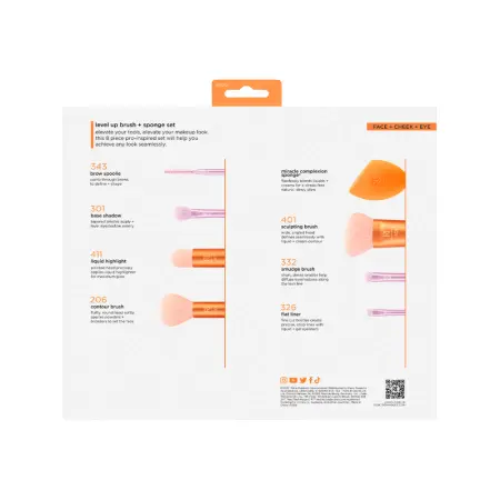REAL TECHNIQUES Набор кистей и спонж для макияжа / Real Techniques Level Up Brush + Sponge Set - 3