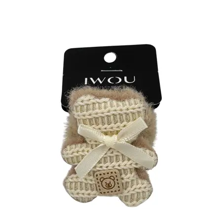 IWOU PROFESSIONAL Резинка для волос Мишка белый 1шт - 1