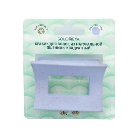 SOLOMEYA Крабик для волос из натуральной пшеницы квадратный, голубой / Straw Claw Hair Clip Square Blue - 2