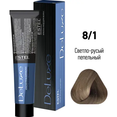 ESTEL PROFESSIONAL 8/1 краска для волос, светло-русый пепельный / DELUXE 60 мл - 2