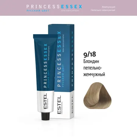 ESTEL PROFESSIONAL 9/18 краска для волос, блондин пепельно-жемчужный (серебристый жемчуг) / ESSEX Princess 60 мл - 2
