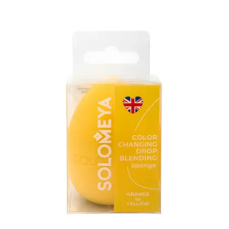 SOLOMEYA Спонж для макияжа меняющий цвет Капля, оранжево-желтый / Color Changing Drop blending sponge Orange-Yellow 1 шт - 1