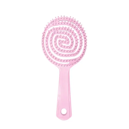SOLOMEYA Расческа-мини для распутывания волос в форме леденца, розовая / Lollipop Shaped Mini Detangling Hair Brush Pink - 1