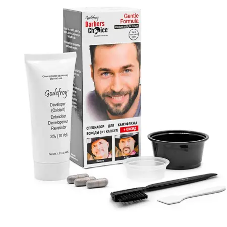 GODEFROY Набор Камуфляж бороды, средне-светло коричневый / Barbers Choice Medium-Light Brown 145 г - 2