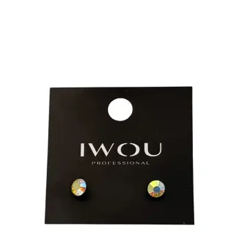Серьги гвоздики IWOU голография 7мм