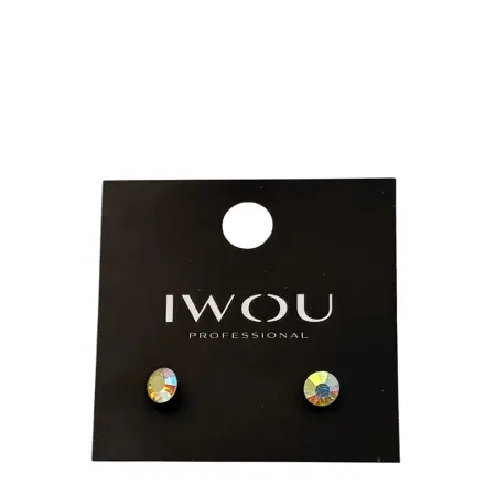 IWOU PROFESSIONAL Серьги гвоздики IWOU голография 7мм - 1
