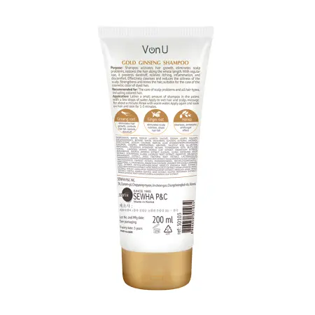 VON-U Шампунь для волос с экстрактом золотого женьшеня / Ginseng Gold Shampoo 200 мл - 2