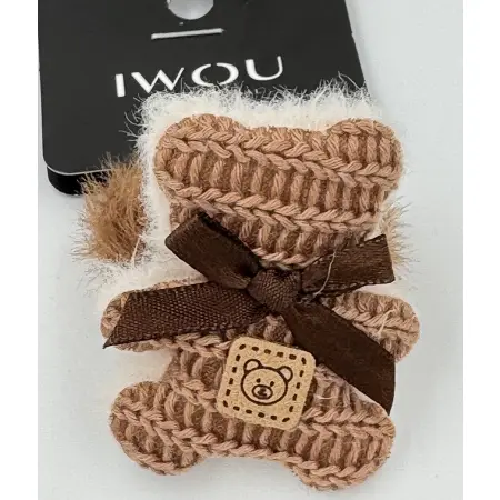 IWOU PROFESSIONAL Резинка для волос Мишка коричневый 1шт - 2